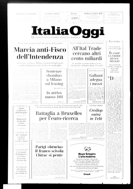 Italia oggi : quotidiano di economia finanza e politica